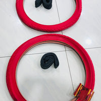 20x2.125(57-406)TWO HIGH QUALITY STREET DESIGN RED BMX TIRES AND  2 INNER TUBES