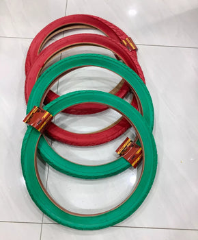 20x2.125(57-406)FOUR HIGH QUALITY STREET DESIGN GREEN And RED BMX TIRES