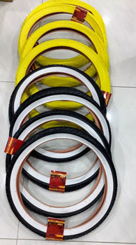 20x2.125(57-406) 8 HIGH QUALITY STREET DESIGN BLACK WHITE AND YELLOW TIRES