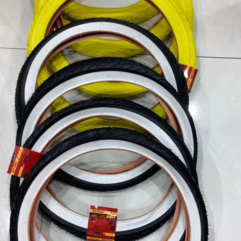 20x2.125(57-406) 8 HIGH QUALITY STREET DESIGN BLACK WHITE AND YELLOW TIRES