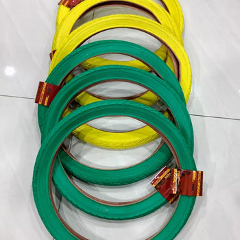 20x2.125(57-406) 6HIGH QUALITY STREET DESIGN GREEN AND YELLOW BMX TIRES