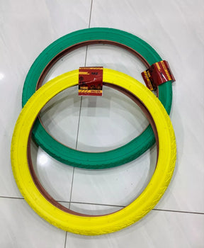 20x2.125 TIRES BICYCLE (57-406)TWO HIGH QUALITY GREEN AND YELLOW