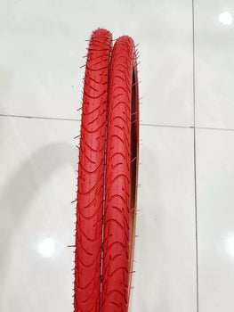 26X1 3/8(37-590) TIRES ,TWO HIGH QUALITY RED TIRES STREET DESIGN