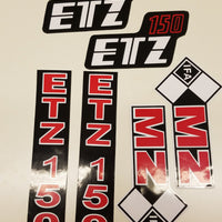 MOTORCYCLE DECAL SET MZ ETZ 150 , JUEGO DE CALCAMONIA DE MZ ETZ 150