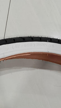 26 X 1.75 (47-559) TWO BLACK TIRES WHITE WALL HIGH QUALITY TIRE
