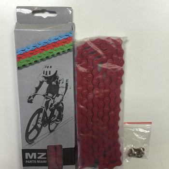BYCICLE CHAIN 1/2 X 1/8 RED COLOR MASTER LINK INCLUDE