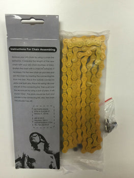 BYCICLE CHAIN 1/2 X 1/8  YELLOW COLOR MASTER LINK INCLUDE