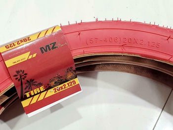 20x2.125(57-406)TWO HIGH QUALITY STREET DESIGN RED BMX TIRES AND  2 INNER TUBES