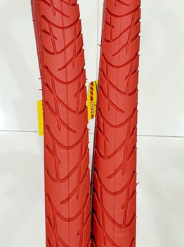 28 X1.1/2 TIRES (40-635)TWO HIGH QUALITY RED BICYCLE STREET TIRES