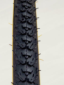 27X1 3/8 TIRE  (37-630)ONE HIGH QUALITY  BLACK  AND YELLOWSTREET BICYCLE TIRE