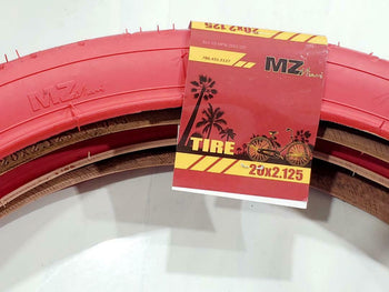 20x2.125(57-406)TWO HIGH QUALITY STREET DESIGN RED BMX TIRES AND  2 INNER TUBES