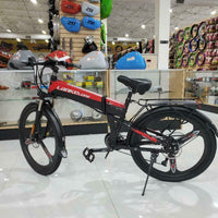 26" Electric Bike Bicycle Mountain Lithium Battery 7 Speed Gear  BLACK/RED