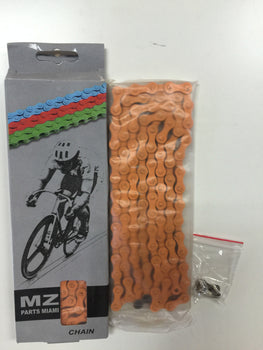 BYCICLE CHAIN 1/2 X 1/8 ORANGE COLOR MASTER LINK INCLUDE
