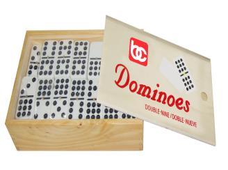 Double 9 Dominoes in Wooden Box, JUEGO DOMINO DOBLE